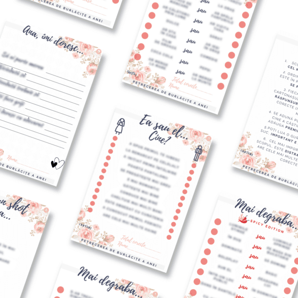 Set complet PERSONALIZAT - Soft and Dainty - joc petrecere burlăcițe